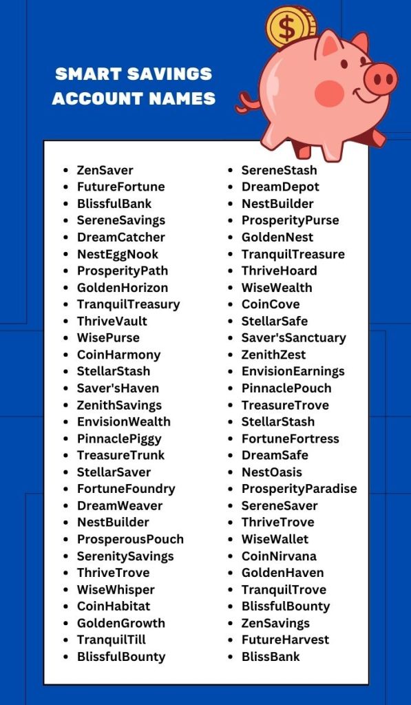 Fun and cool savings account names